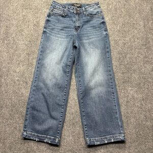 Judy Blue Jeans Womens 1/25 Blue Wide Leg Crop Whiskered JB88592